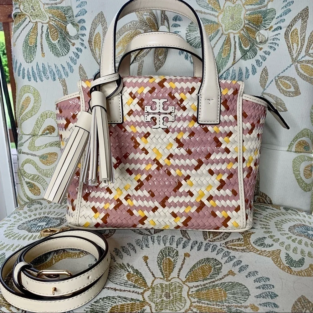 New! Tory Burch Thea Woven Mini Slouchy Satchel